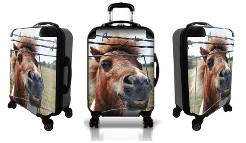 Personalized luggage with laughing horse