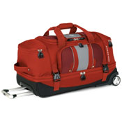 Red wheeled duffel bag